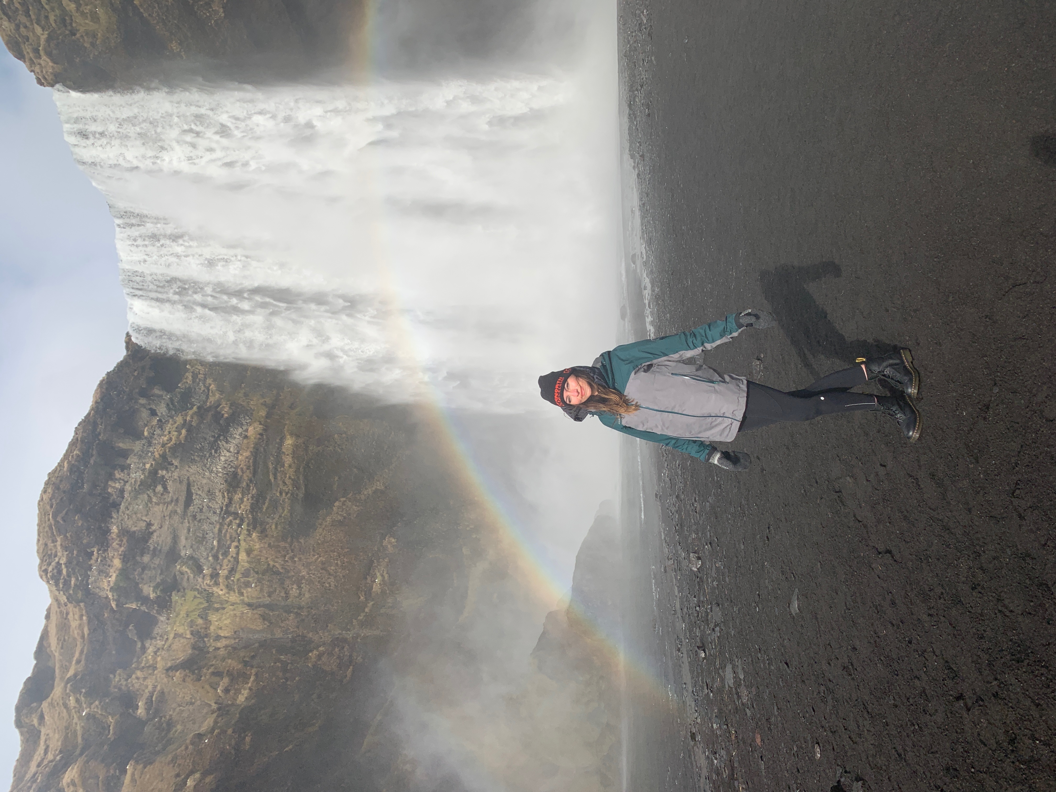 Skógafoss waterfall with rainbow