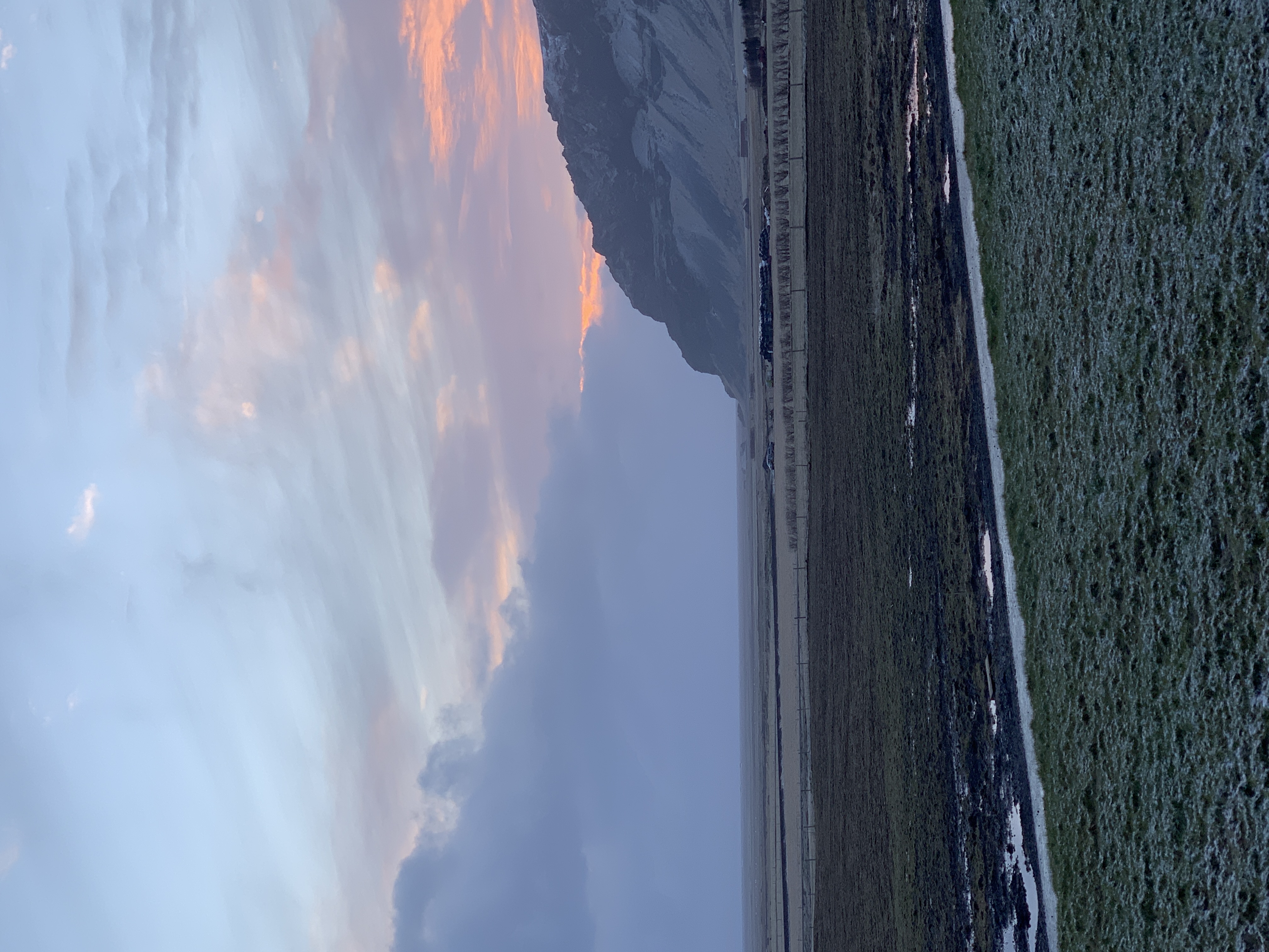 Icelandic road at sunset