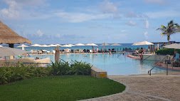 Guest photo of the resort pool with palapas and umbrellas on a quiet day